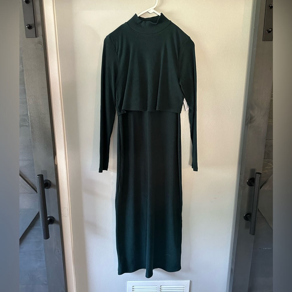 Mock neck maternity/nursing sweater midi dress